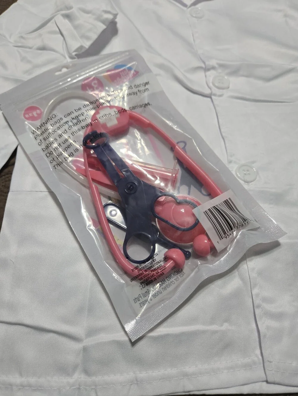 Doctor Kids Halloween Costume with Pink Medical Kit Playset Size M